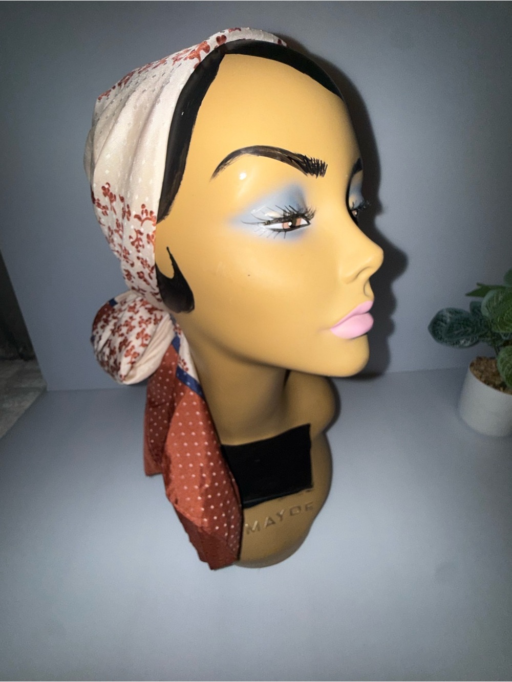 Vintage Neutral & Rust Floral Headscarf - Women Accessories